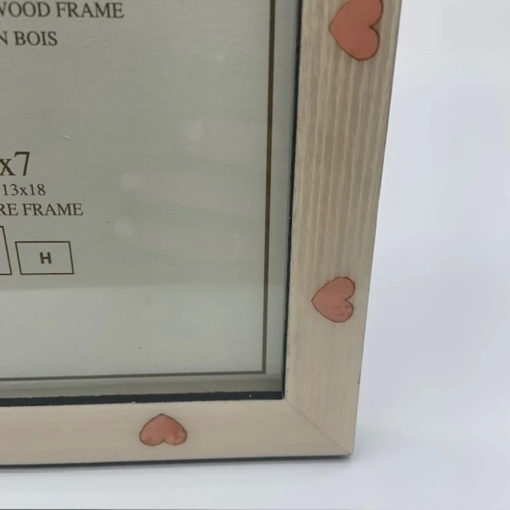 Natalini Italy 5x7 Handcrafted Wood Picture Frame Pink Hearts Made in Italy